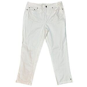 Talbots Stretch White Denim Slim Leg Capri Jeans Size 12